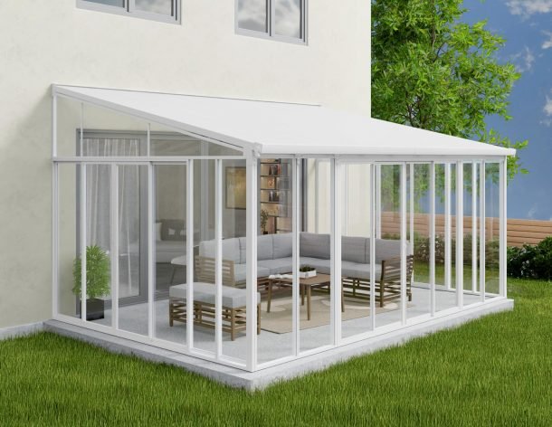 Sanremo 13 ft. x 14 ft. Solarium Kit - White Structure & White Hybrid Panels - Rathwood Store