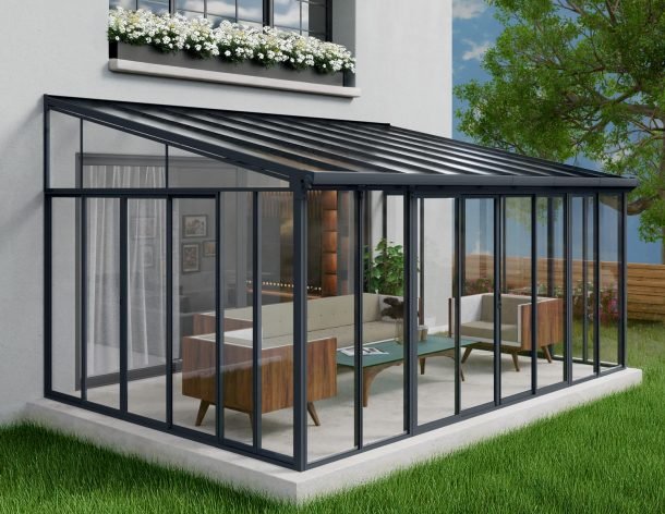 Sanremo 13 ft. x 14 ft. Solarium Kit - White Structure & White Hybrid Panels - Rathwood Store