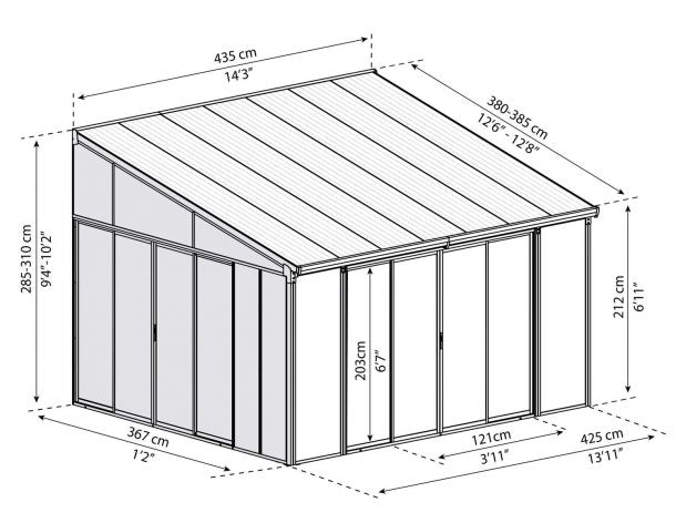 Sanremo 13 ft. x 14 ft. Solarium Kit - White Structure & White Hybrid Panels - Rathwood Store