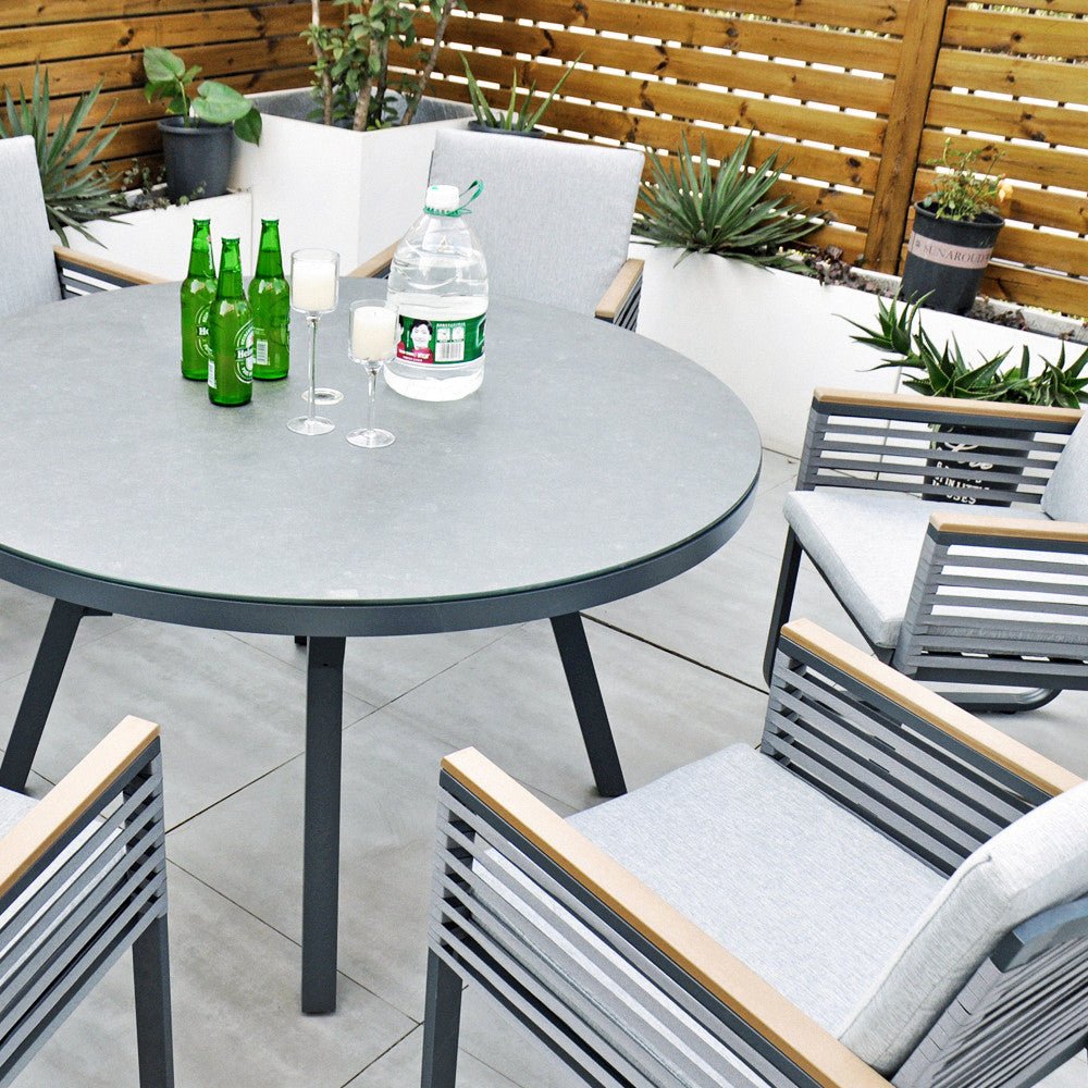 Santa Cruz - 6 Seater Set with 135cm Round Table (Dark Grey) - Rathwood Store