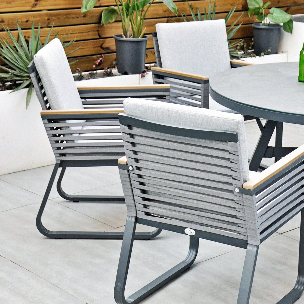 Santa Cruz - 6 Seater Set with 135cm Round Table (Dark Grey) - Rathwood Store