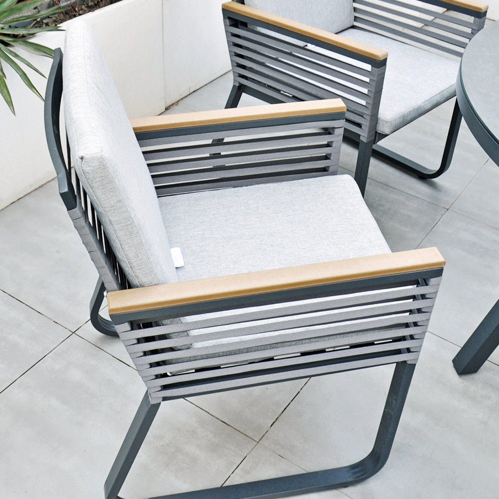Santa Cruz - 6 Seater Set with 135cm Round Table (Dark Grey) - Rathwood Store
