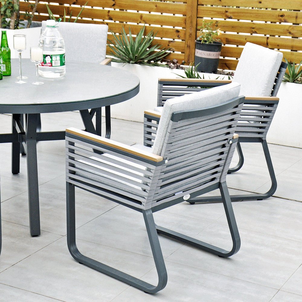 Santa Cruz - 6 Seater Set with 135cm Round Table (Dark Grey) - Rathwood Store