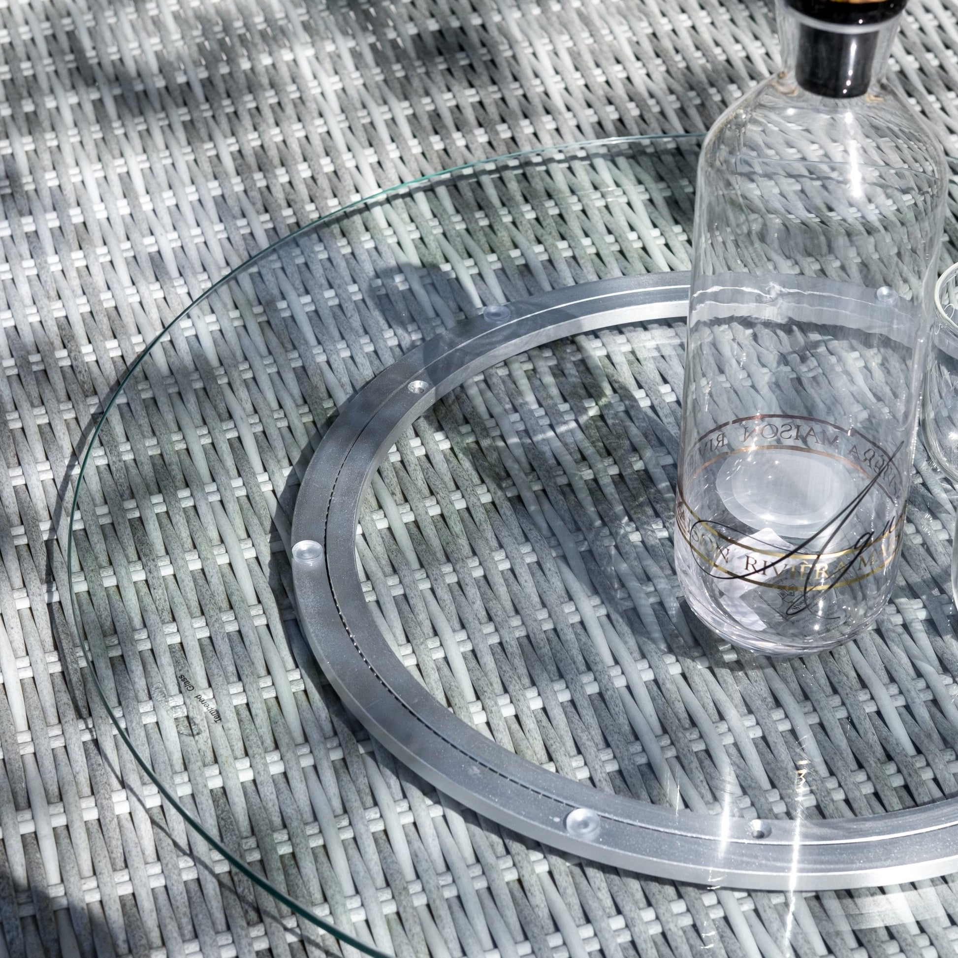 Sepino - 6 Seater Set with Round Table & Lazy Susan (Light Grey) - Rathwood Store