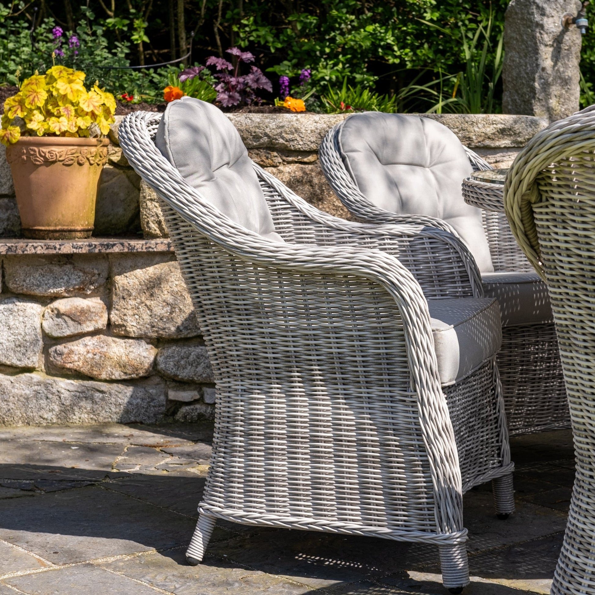 Sepino - 6 Seater Set with Round Table & Lazy Susan (Light Grey) - Rathwood Store