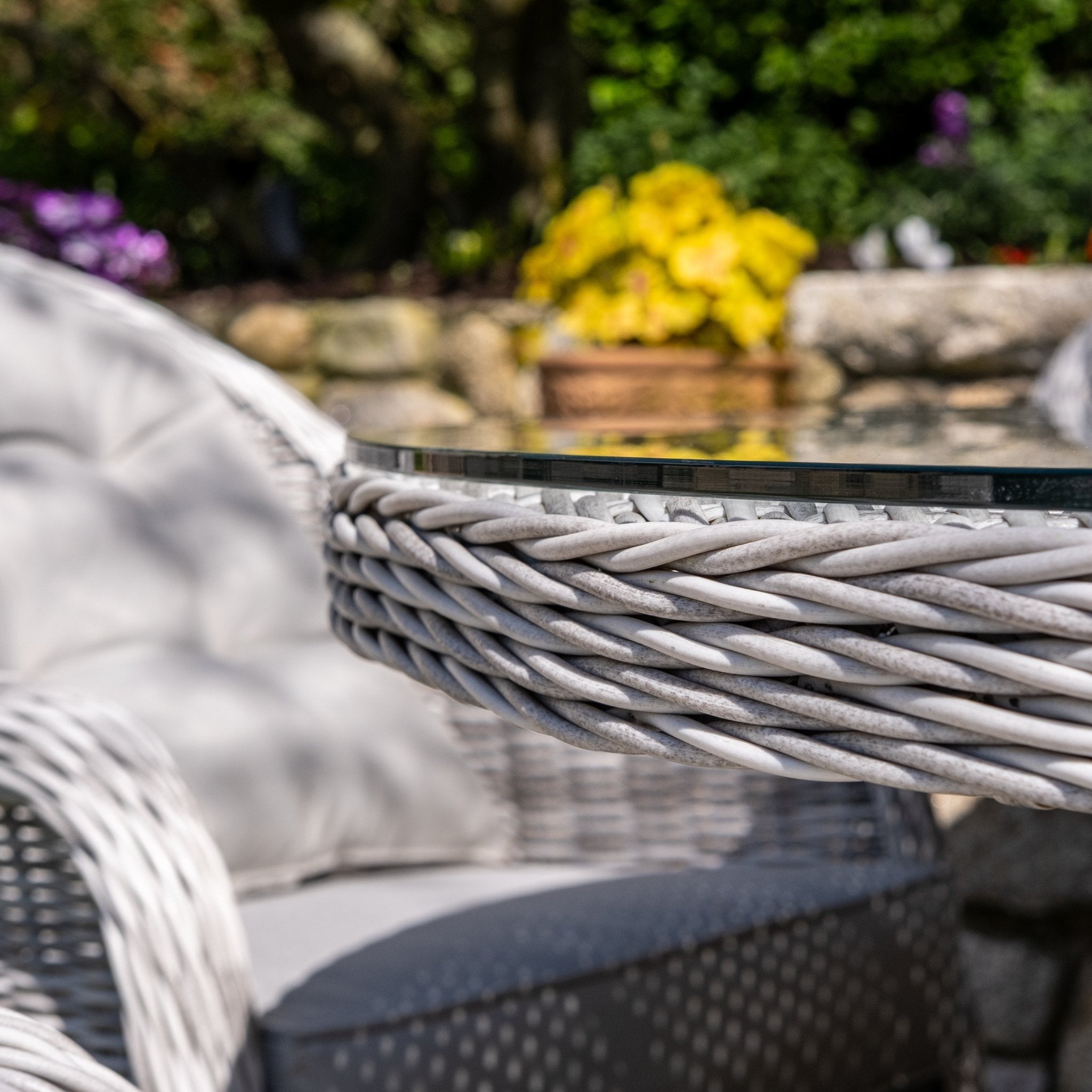 Sepino - 6 Seater Set with Round Table & Lazy Susan (Light Grey) - Rathwood Store