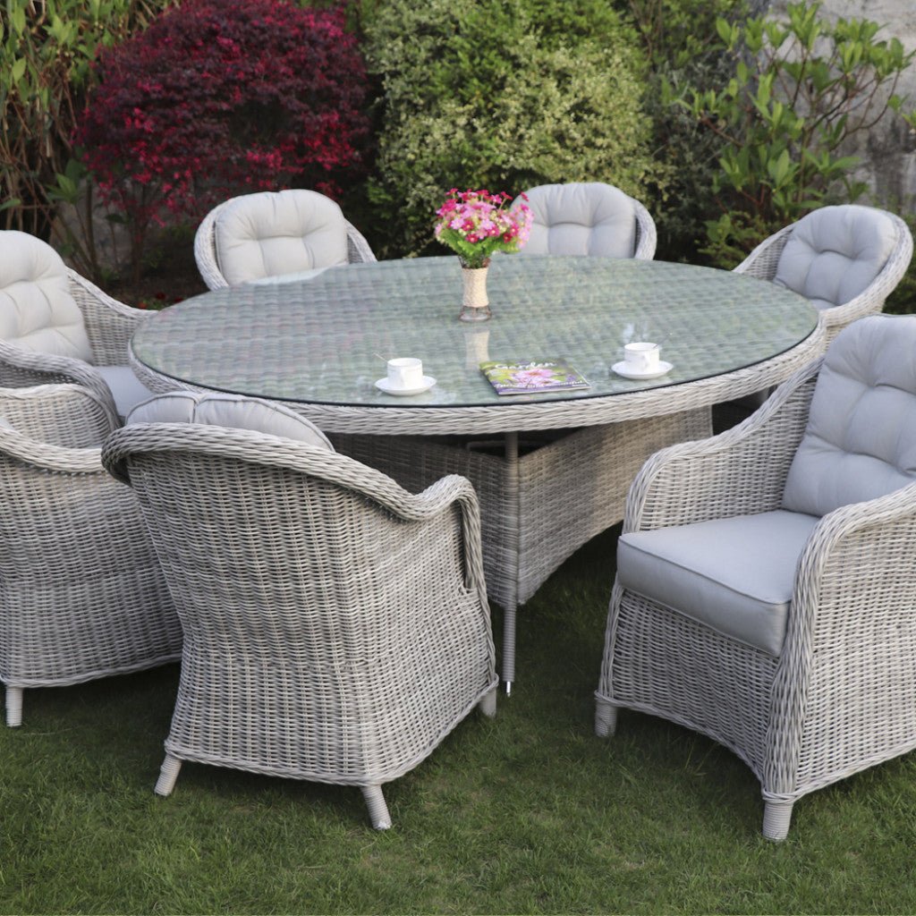 Sepino - 8 Seater Round Set (Grey) - Rathwood Store