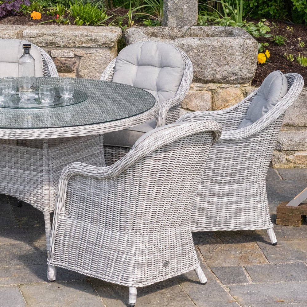 Sepino Delux - 6 Seater Set with Round Table & Lazy Susan (Light Grey) - Rathwood Store