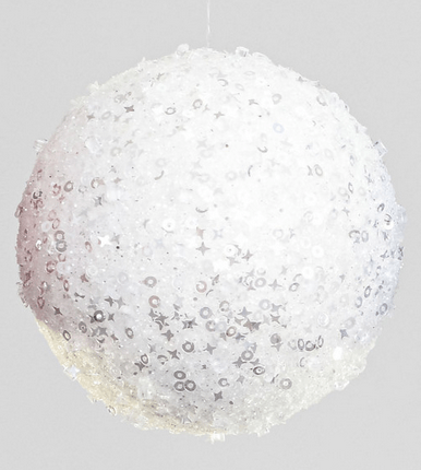 Sequin Ball 90mm White - Rathwood Store