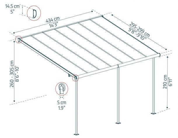 Sierra 10 ft. x 14 ft. Patio Cover Kit - White, Clear Twin wall - Rathwood Store