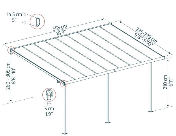 Sierra 10 ft. x 18 ft. Patio Cover Kit - White, Clear Twin wall - Rathwood Store