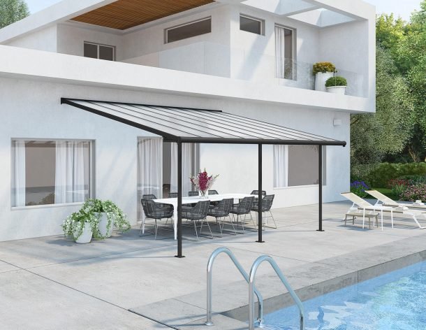 Sierra 10 ft. x 18 ft. Patio Cover Kit - White, Clear Twin wall - Rathwood Store
