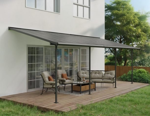Sierra 10 ft. x 24 ft. Patio Cover Kit - Grey, Clear Twin wall - Rathwood Store