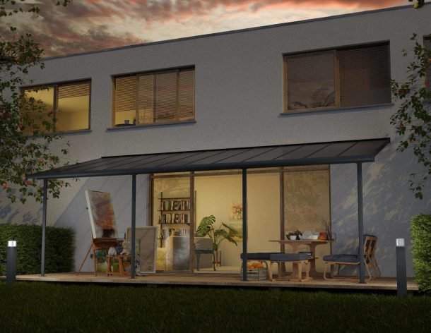 Sierra 10 ft. x 24 ft. Patio Cover Kit - Grey, Clear Twin wall - Rathwood Store