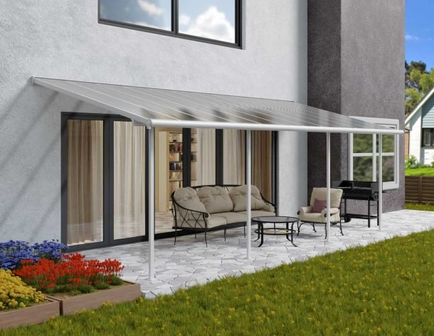 Sierra 10 ft. x 24 ft. Patio Cover Kit - Grey, Clear Twin wall - Rathwood Store