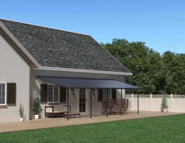 Sierra 10 ft. x 30 ft. Patio Cover Kit - Grey, Clear Twin wall - Rathwood Store