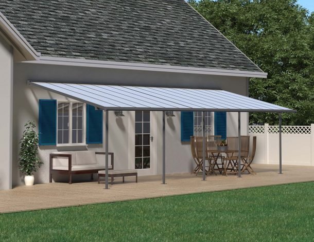 Sierra 10 ft. x 30 ft. Patio Cover Kit - Grey, Clear Twin wall - Rathwood Store