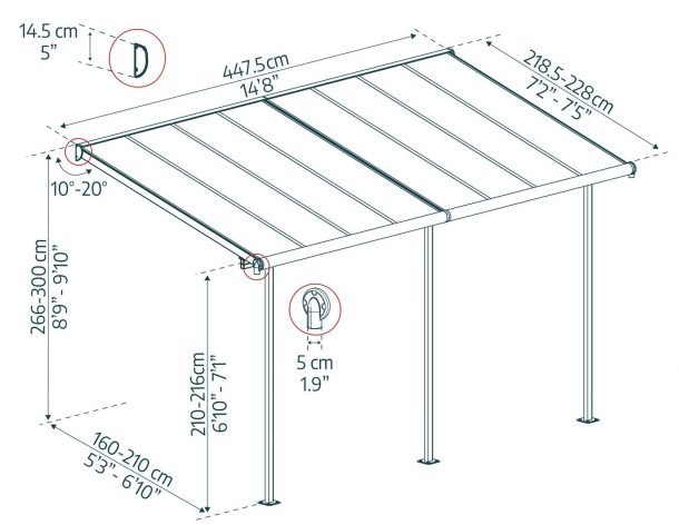 Sierra 7 ft. x 15 ft. Patio Cover Kit - White, Clear Twin wall - Rathwood Store
