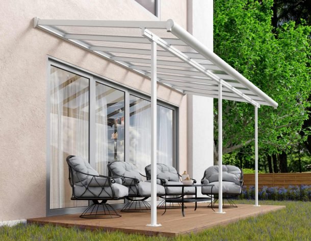 Sierra 7 ft. x 15 ft. Patio Cover Kit - White, Clear Twin wall - Rathwood Store