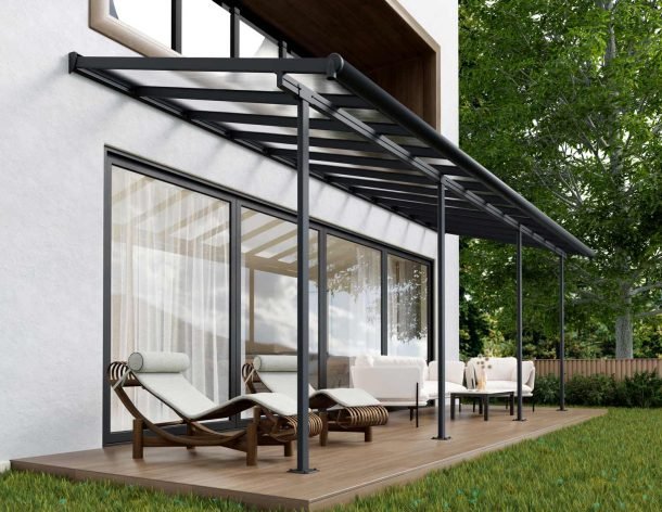 Sierra 7 ft. x 22 ft. Patio Cover Kit - White, Clear Twin wall - Rathwood Store