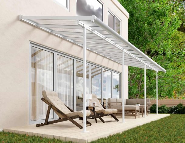 Sierra 7 ft. x 22 ft. Patio Cover Kit - White, Clear Twin wall - Rathwood Store