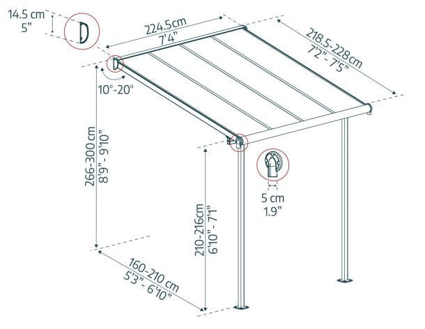 Sierra 7 ft. x 7 ft. Patio Cover Kit x 7 ft. - White, Clear Twin wall - Rathwood Store