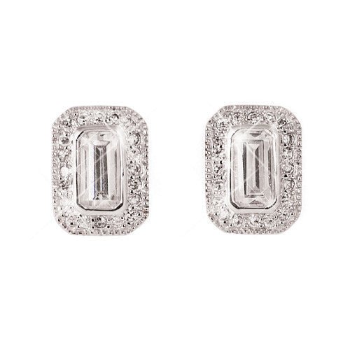 Silver Earrings White Stone - Rathwood Store