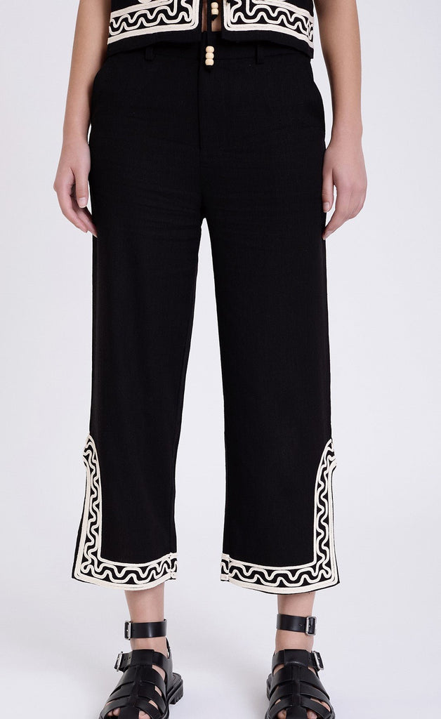 Skatie Embroidered Trousers SS25 - Black - Rathwood Store