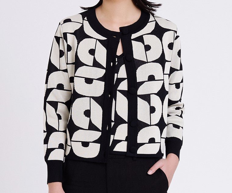 Skatie Jacquard Knitted Jacket SS25 - Black/White - Rathwood Store