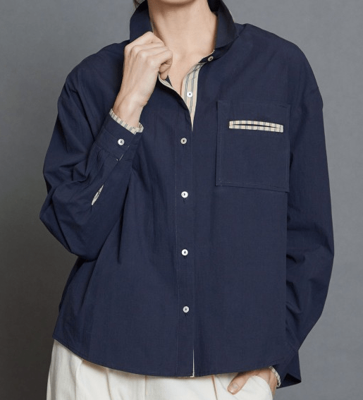 Skatie Poplin Cotton Shirt AW24 - Navy - Rathwood Store