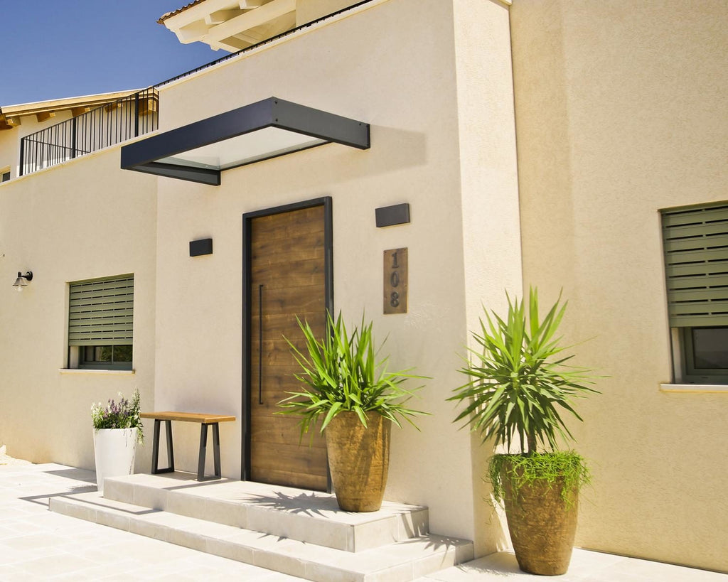 Sophia 3 ft. x 7 ft. Door Awning Kit - Grey Structure & White Opal Panels - Rathwood Store