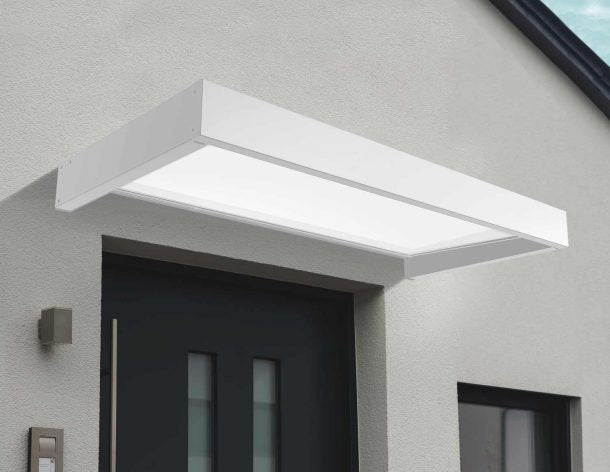 Sophia 3 ft. x 7 ft. Door Awning Kit - Grey Structure & White Opal Panels - Rathwood Store