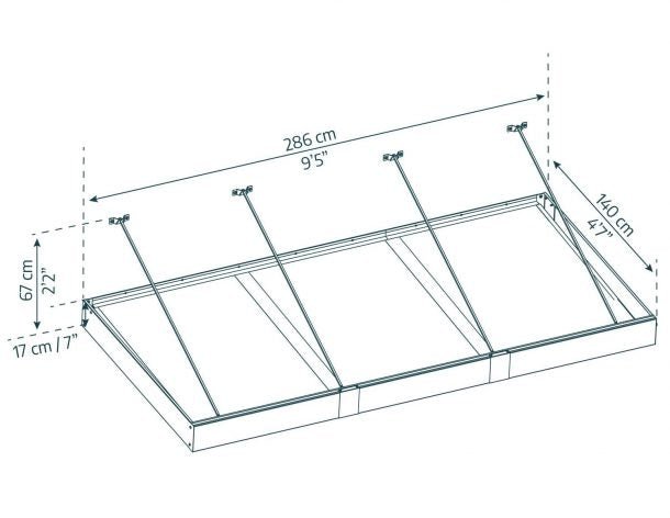 Sophia XL 5 ft. x 10 ft. Door Awning Kit - Grey Structure & Clear Panels - Rathwood Store