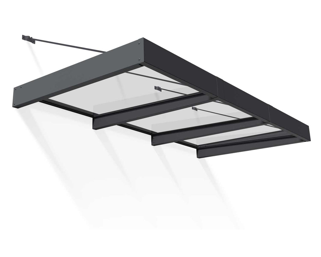 Sophia XL 5 ft. x 10 ft. Door Awning Kit - Grey Structure & Clear Panels - Rathwood Store