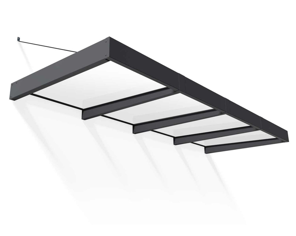 Sophia XL 5 ft. x 13 ft. Door Awning Kit - Grey Structure & White Panels - Rathwood Store