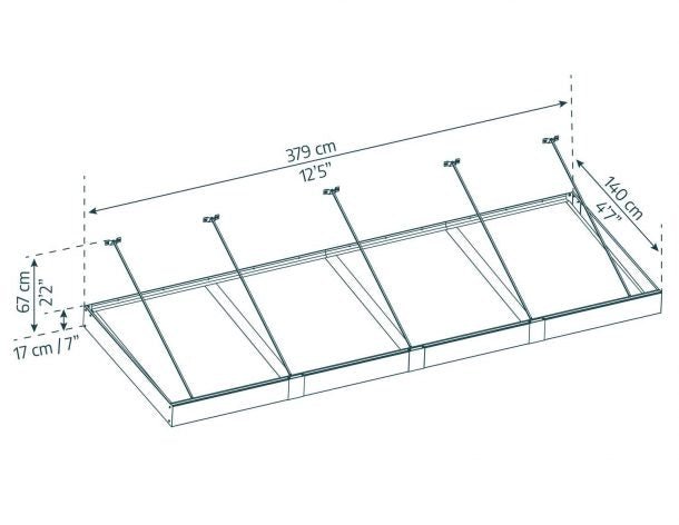 Sophia XL 5 ft. x 13 ft. Door Awning Kit - Grey Structure & White Panels - Rathwood Store
