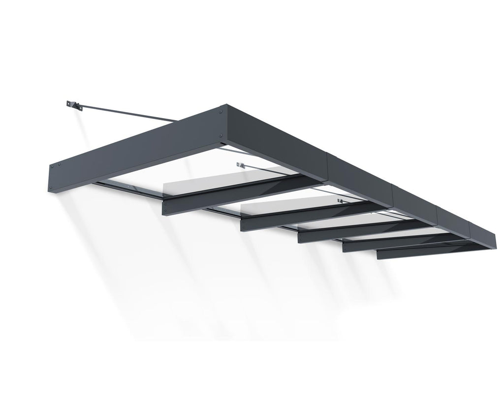 Sophia XL 5 ft. x 16 ft. Door Awning Kit - Grey Structure & Clear Panels - Rathwood Store