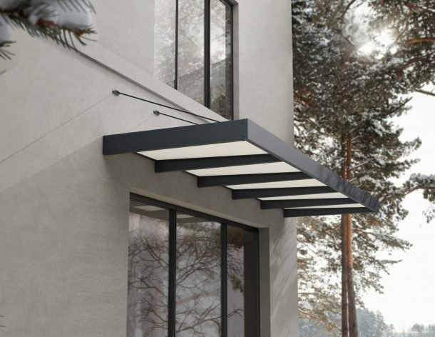 Sophia XL 5 ft. x 16 ft. Door Awning Kit - Grey Structure & Clear Panels - Rathwood Store