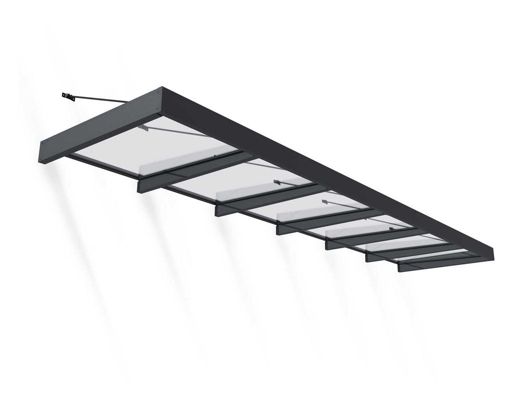 Sophia XL 5 ft. x 19 ft. Door Awning Kit - Grey Structure & Clear Panels - Rathwood Store