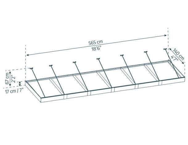 Sophia XL 5 ft. x 19 ft. Door Awning Kit - Grey Structure & Clear Panels - Rathwood Store