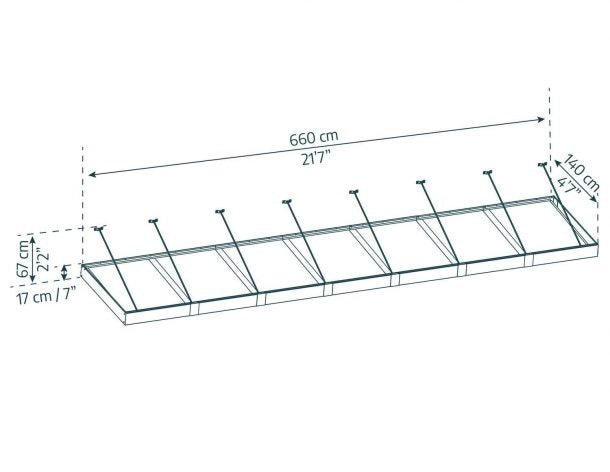 Sophia XL 5 ft. x 22 ft. Door Awning Kit - Grey Structure & Clear Panels - Rathwood Store