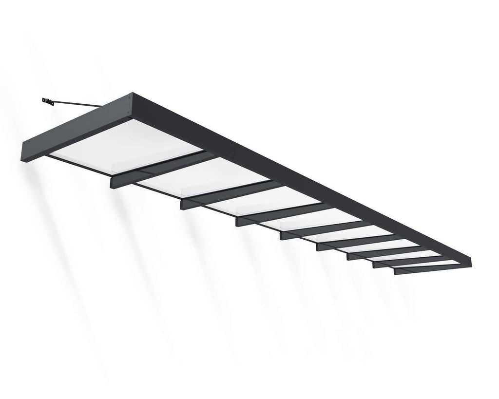 Sophia XL 5 ft. x 25 ft. Door Awning Kit - Grey Structure & White Panels - Rathwood Store