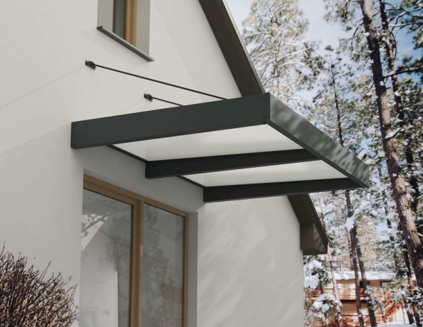 Sophia XL 5 ft. x 7 ft. Door Awning Kit - Grey Structure & White Panels - Rathwood Store