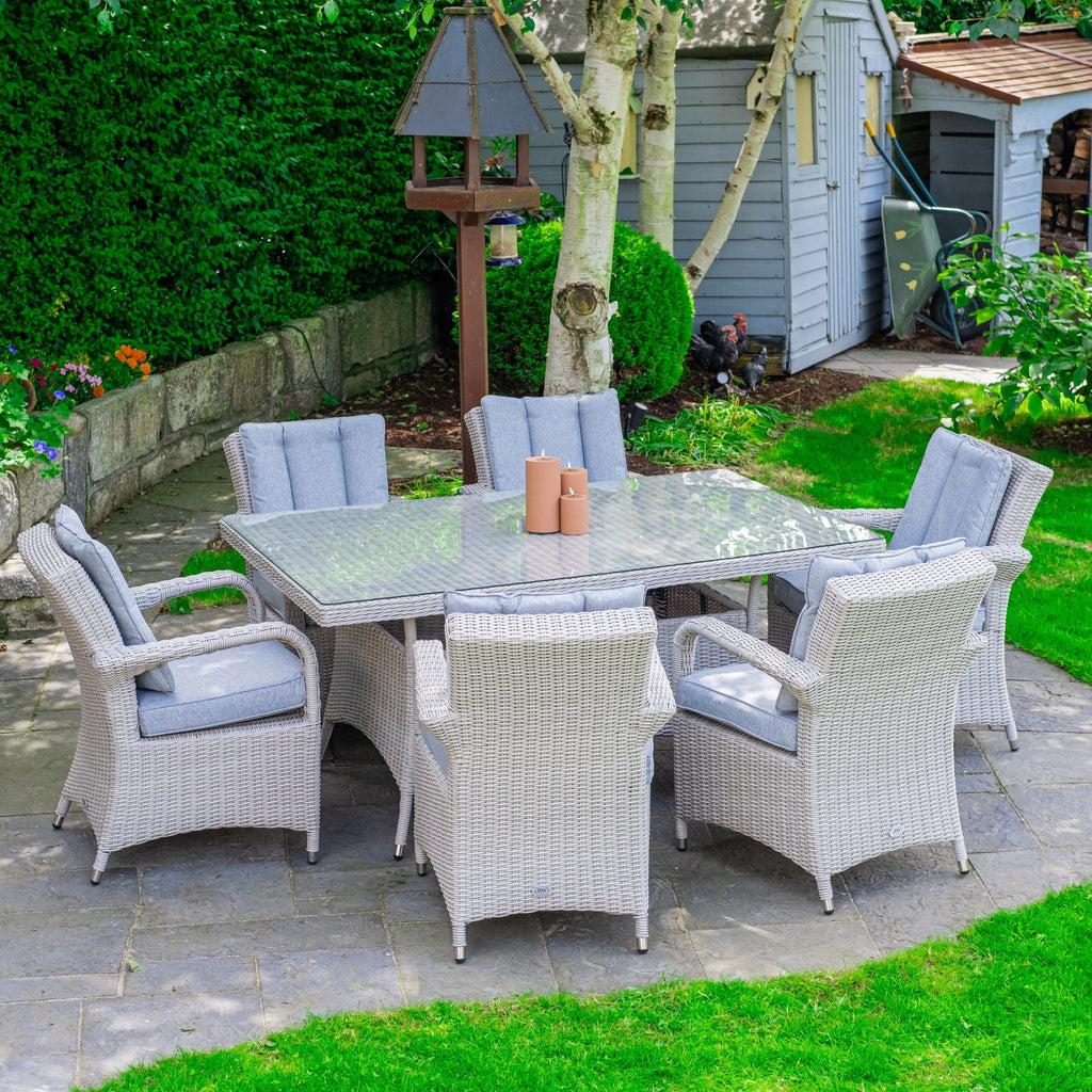 Sorrento - 6 Seat Set with 160cm Rectangular Table (White Washed) - Rathwood Store