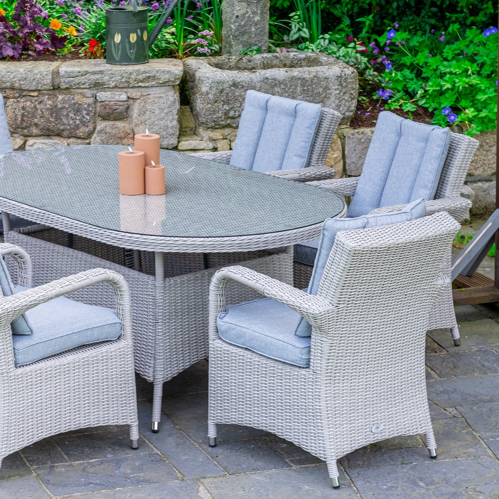 Sorrento - 6 Seat Set with 180cm Oval Table (White Washed) - Rathwood Store