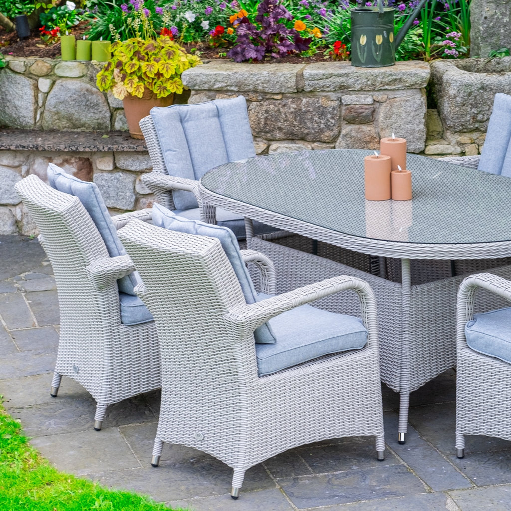 Sorrento - 6 Seat Set with 180cm Oval Table (White Washed) - Rathwood Store
