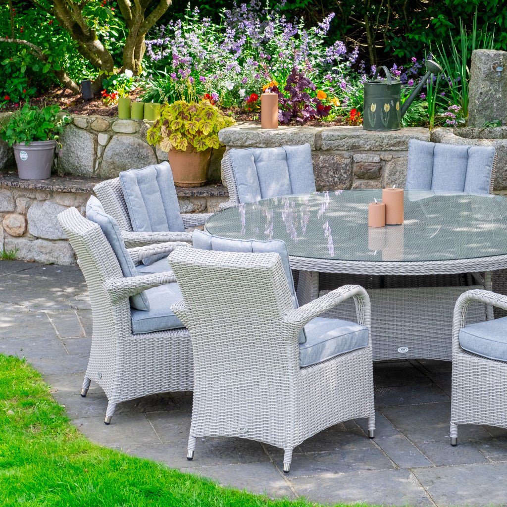 Sorrento - 8 Seat Set with 170cm Round Table (White Washed) - Rathwood Store