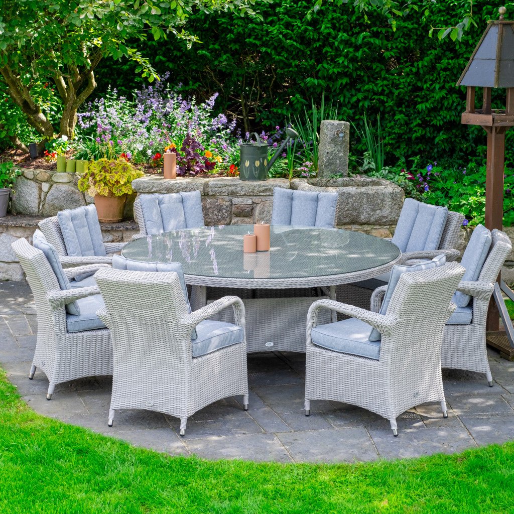 Sorrento Seat Set with 170cm Round Table (White Washed