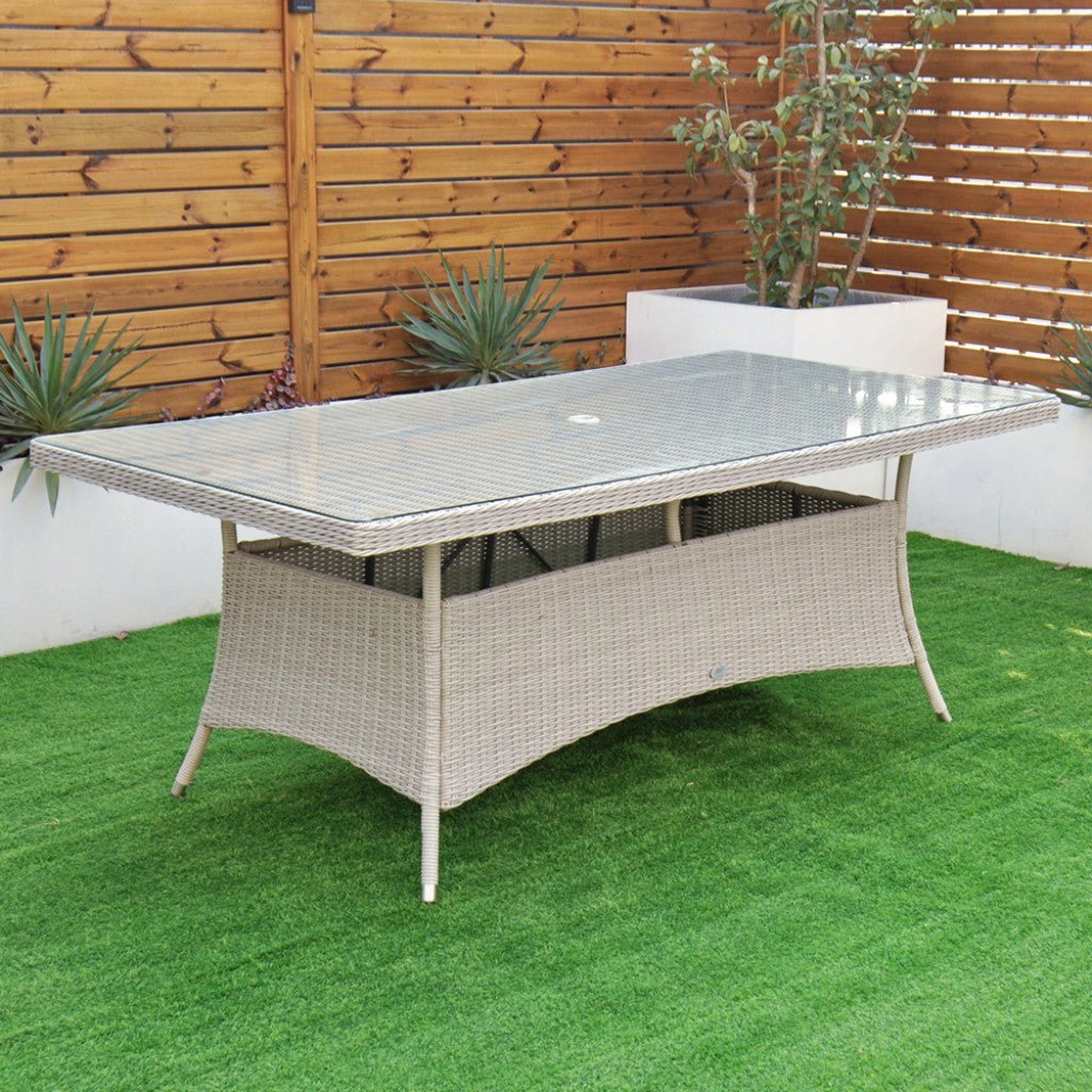 Sorrento - 8 Seat Set with 200 cm Rectangular Table (White Washed) - Rathwood Store