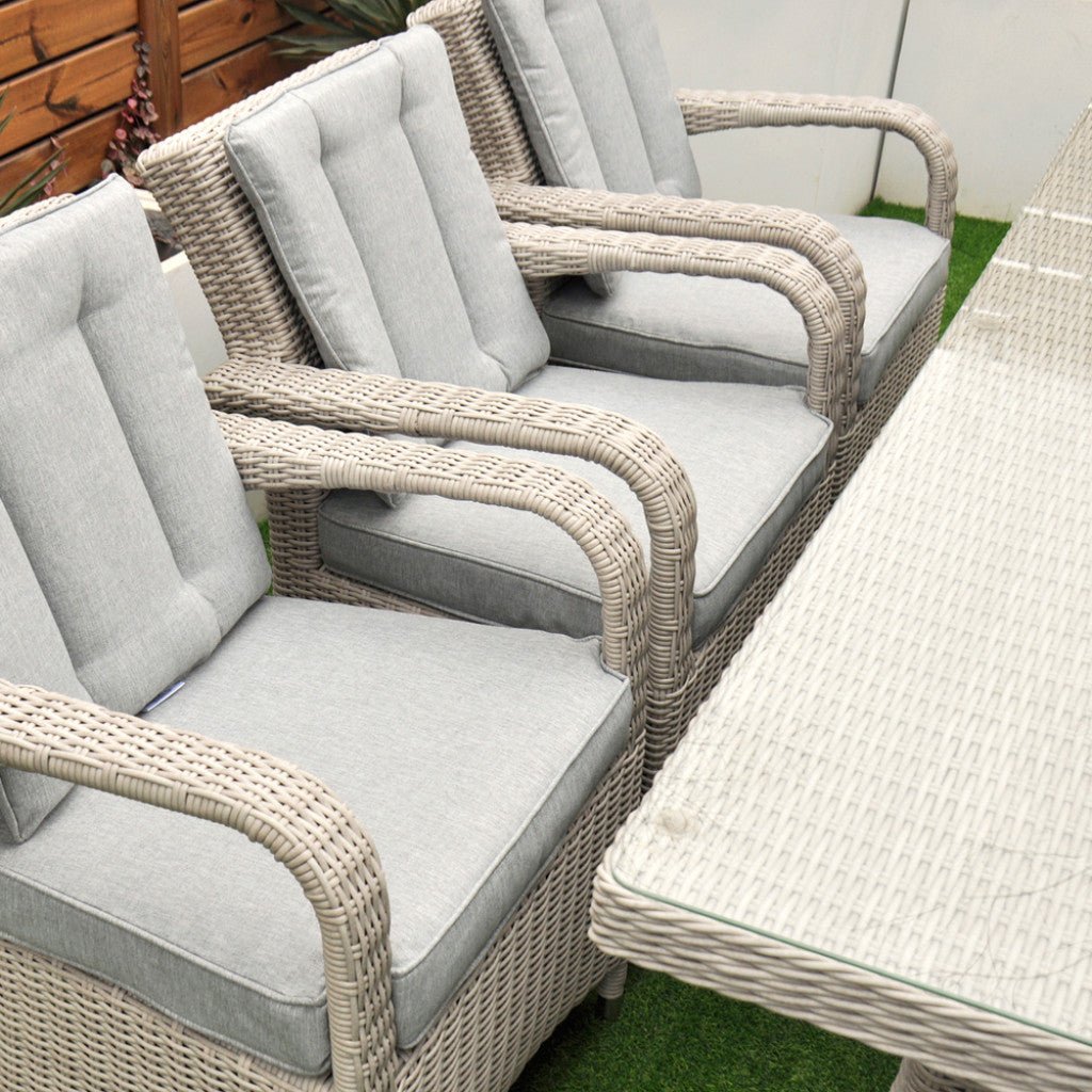 Sorrento - 8 Seat Set with 200 cm Rectangular Table (White Washed) - Rathwood Store